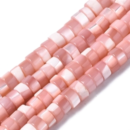 Shell heishi perle, rosa, 4x2mm, 1/2 streng